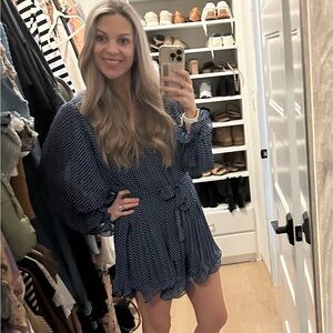 Blue polka dot Vici romper